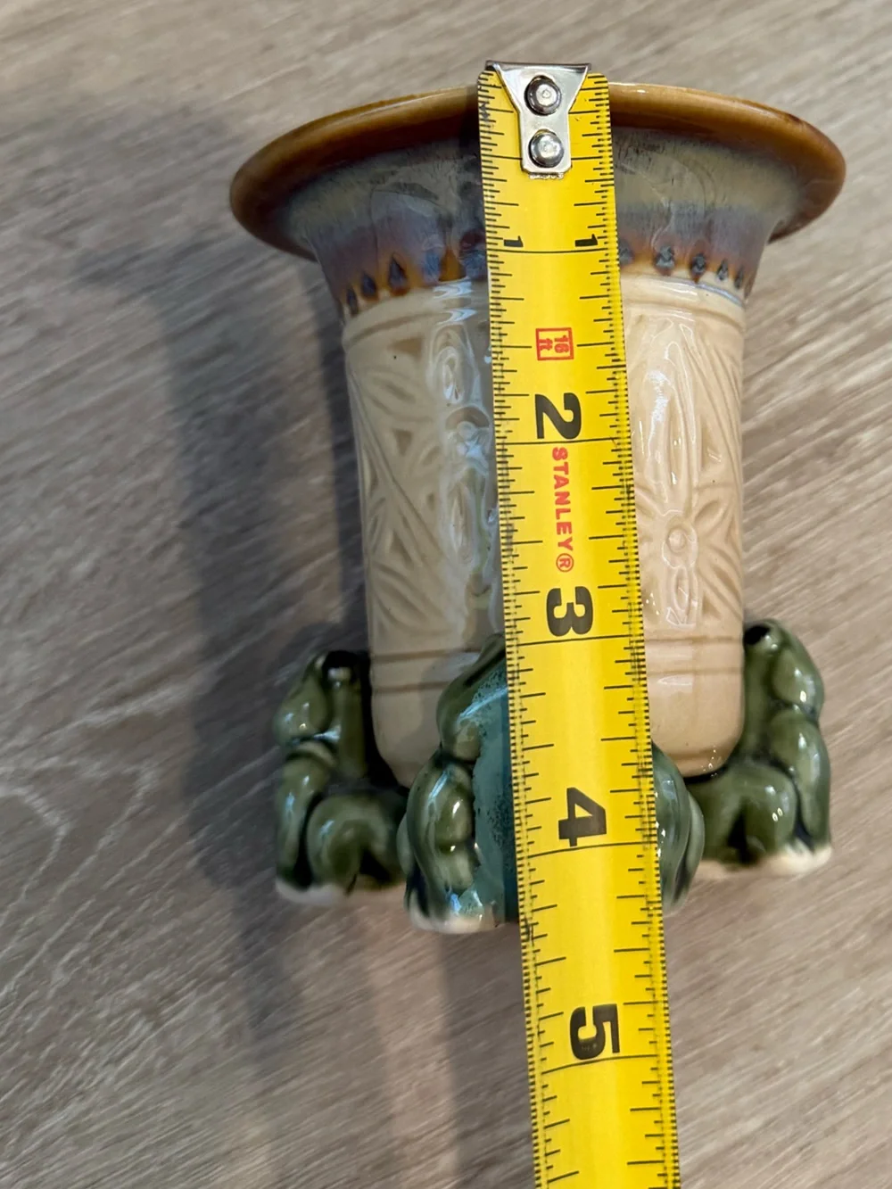 Vintage Three Frog Ceramic Bud Vase Mini Planter Cottagecore Earth Tones Decor - Picture 7 of 7